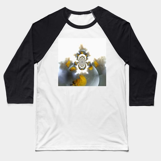 Mirrored round fractal with figure of woman Baseball T-Shirt by rolffimages